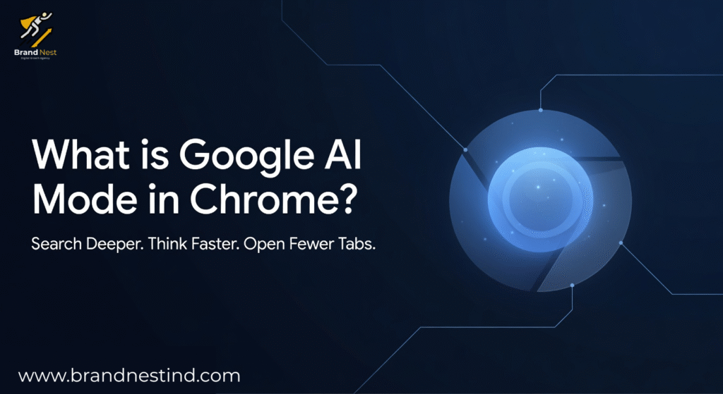 Google AI Mode in Chrome browser showing AI-powered search with fewer tabs in 2026